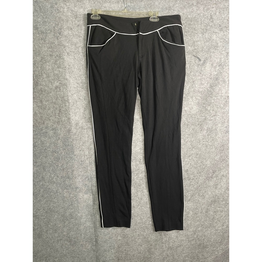 INC International Concepts Black White Piping Skinny Pants Size 12 Stretch Ponte
